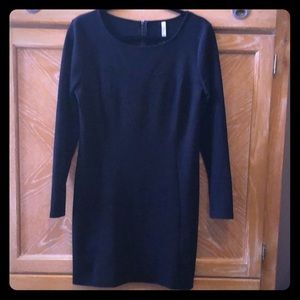 Kensie Dot Print Long Sleeve Black Dress